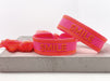 KI-generiertes Bild,Canvas Statement Armband Smile Neon Pink Orange Quasten besticktes Webarmband