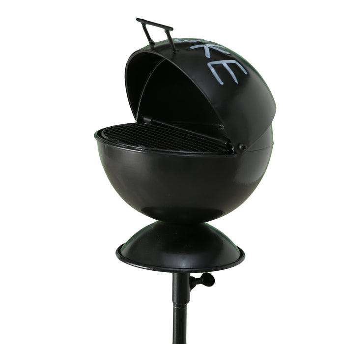 KI-generiertes Bild,XL Windaschenbecher Metall BBQ Grill Smoke Schwarz Gartenstab 65-115cm Ascher