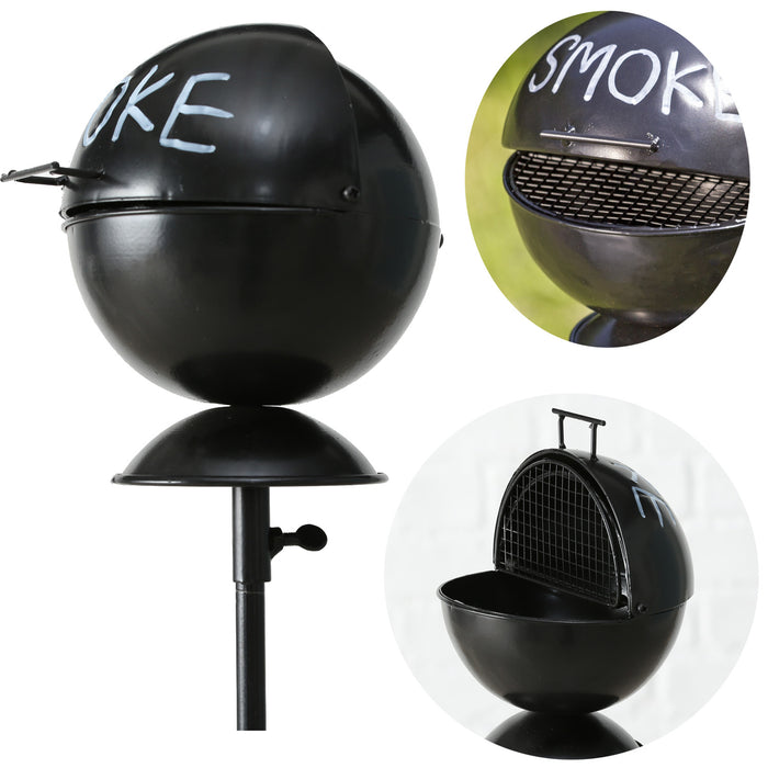 KI-generiertes Bild XL Windaschenbecher Metall BBQ Grill Smoke Schwarz Gartenstab 65-115cm Ascher