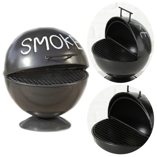 KI-generiertes Bild XL Sturmaschenbecher Metall Smoke Schwarz 15cm BBQ-Grill Windaschenbecher Ascher