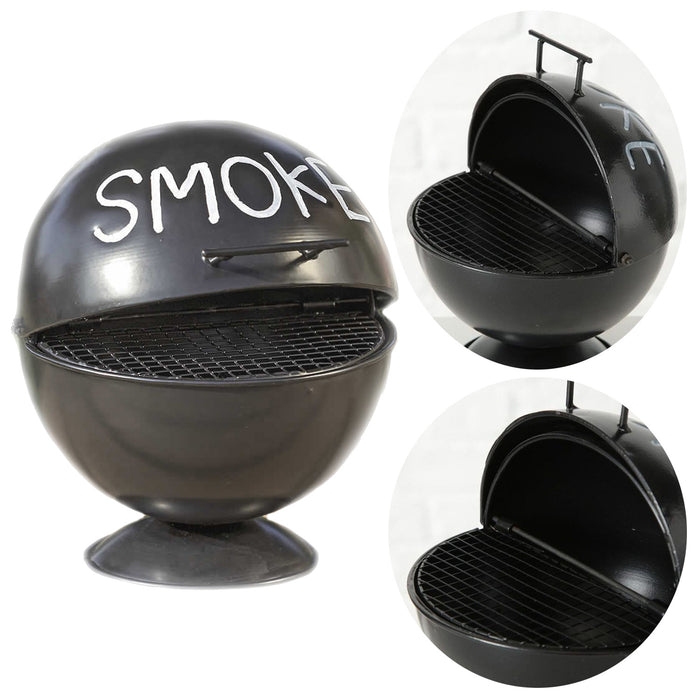 KI-generiertes Bild XL Sturmaschenbecher Metall Smoke Schwarz 15cm BBQ-Grill Windaschenbecher Ascher