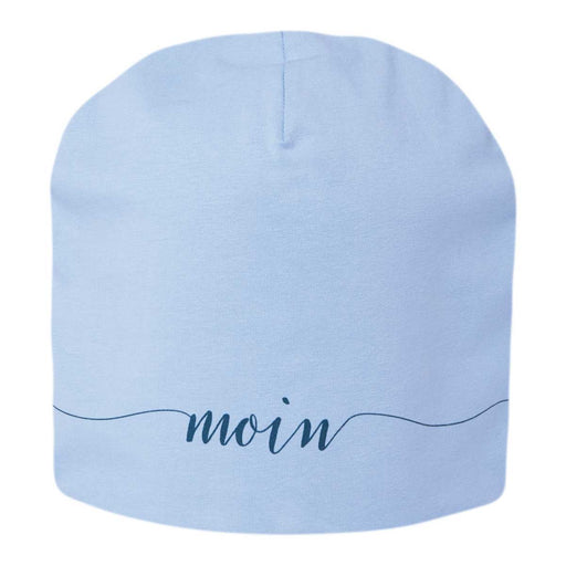 KI-generiertes Bild Stylische Mütze Unisex "Moin" Blau Jersey Stretch Beanie weich dehnbar