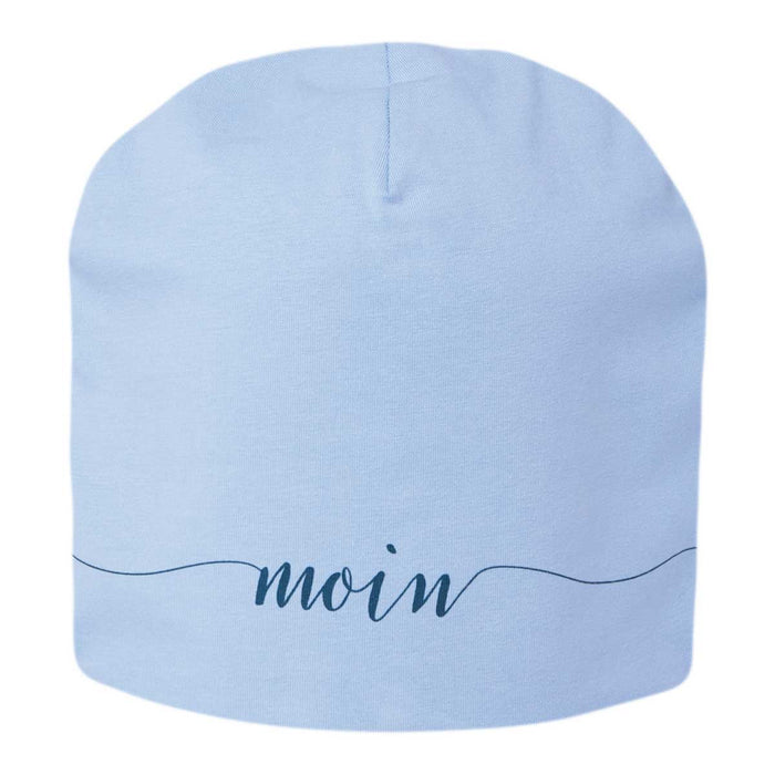 KI-generiertes Bild Stylische Mütze Unisex "Moin" Blau Jersey Stretch Beanie weich dehnbar