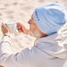 KI-generiertes Bild,Stylische Mütze Unisex "Moin" Blau Jersey Stretch Beanie weich dehnbar