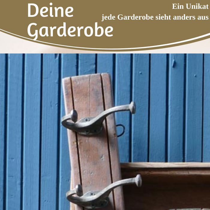 KI-generiertes Bild,Vintage Teak Holz Wandgarderobe 45cm 3/6 Haken Jackenhalter Braun Garderobenleiste