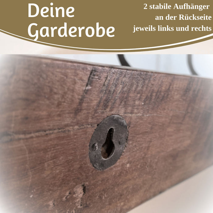 KI-generiertes Bild,Vintage Teak Holz Wandgarderobe 60cm 4/8 Haken Jackenhalter Braun Garderobenleiste
