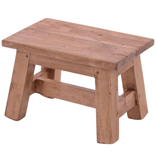 KI-generiertes Bild Vintage Holz Fußhocker Braun Natur 30cm Tritthocker Schemel Fußbank Bänkchen