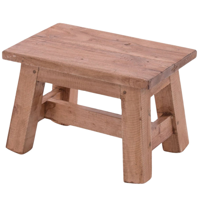 KI-generiertes Bild Vintage Holz Fußhocker Braun Natur 30cm Tritthocker Schemel Fußbank Bänkchen