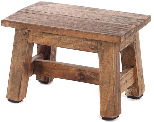 KI-generiertes Bild Vintage Holz Fußhocker Braun Rustic 30cm Tritthocker Schemel Fußbank Bänkchen