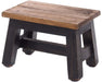 KI-generiertes Bild Vintage Holz Fußhocker Braun Schwarz 30cm Tritthocker Schemel Fußbank Bänkchen