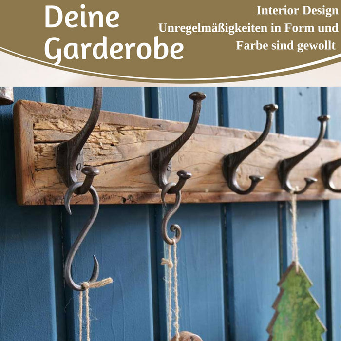 KI-generiertes Bild,Vintage Wandgarderobe Dehli 50cm Teak Holz Braun 4/8 Haken Kleiderhaken