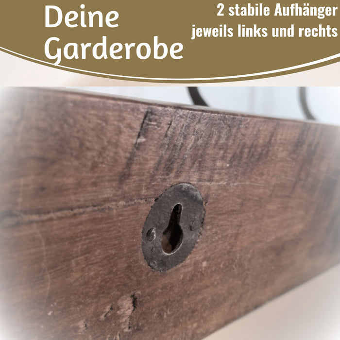 KI-generiertes Bild,Vintage Teak Holz Wandgarderobe 60cm 4/8 Haken Jackenhalter Braun Garderobenleiste