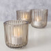 KI-generiertes Bild,3er Set Teelichthalter Glas Retro Beige 7-9cm Teelichtglas Windlicht Kerzenhalter