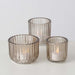 KI-generiertes Bild,3er Set Teelichthalter Glas Retro Beige 7-9cm Teelichtglas Windlicht Kerzenhalter
