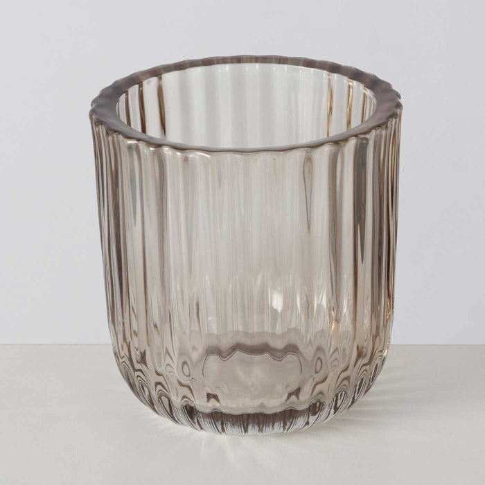 KI-generiertes Bild,3er Set Teelichthalter Glas Retro Beige 7-9cm Teelichtglas Windlicht Kerzenhalter