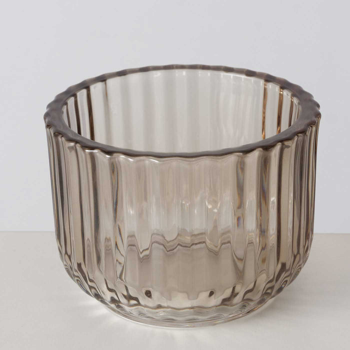 KI-generiertes Bild,3er Set Teelichthalter Glas Retro Beige 7-9cm Teelichtglas Windlicht Kerzenhalter
