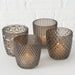 KI-generiertes Bild,4´er Set Glas Teelichthalter Retro Grau 7cm Teelichtglas Windlicht-Halter