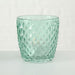 KI-generiertes Bild,4´er Set Glas Teelichthalter Retro Petrol 7cm Teelichtglas Windlicht-Halter