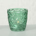 KI-generiertes Bild,4´er Set Glas Teelichthalter Retro Petrol 7cm Teelichtglas Windlicht-Halter