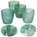 KI-generiertes Bild 4´er Set Glas Teelichthalter Retro Petrol 7cm Teelichtglas Windlicht-Halter