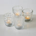 KI-generiertes Bild,4´er Set Glas Teelichthalter Retro Weiß Klar 7cm Teelichtglas Windlicht-Halter