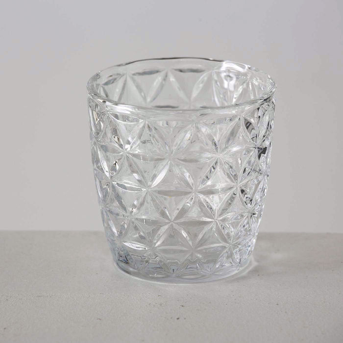 KI-generiertes Bild,4´er Set Glas Teelichthalter Retro Weiß Klar 7cm Teelichtglas Windlicht-Halter