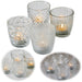 KI-generiertes Bild 4´er Set Glas Teelichthalter Retro Weiß Klar 7cm Teelichtglas Windlicht-Halter