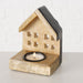 KI-generiertes Bild,Teelichthaus Lichterhaus Nyhavn 3-teiliges Set Holz Braun Schwarz Teelichthalter