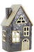 KI-generiertes Bild Teelichthaus Lichterhaus Nyhavn 19cm Blau Keramik Fachwerkhaus Teelichthalter