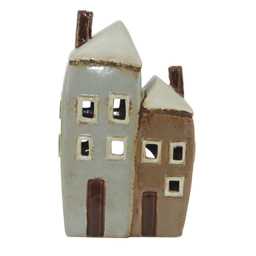KI-generiertes Bild,Teelichthaus Lichterhaus Aarhus 19cm Keramik Fachwerkhaus Teelichthalter