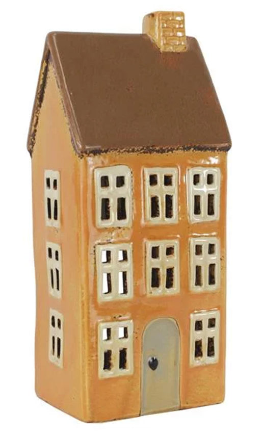 KI-generiertes Bild Teelichthaus Lichterhaus Nyhavn 24cm Beige Keramik Fachwerkhaus Teelichthalter
