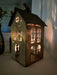 KI-generiertes Bild,Teelichthaus Lichterhaus 23cm Gold Metall Fachwerkhaus Teelichthalter