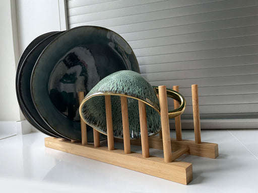 KI-generiertes Bild,Holz Abtropfgestell 34cm Bambus Abtropfgitter Abtropfständer Geschirrhalter