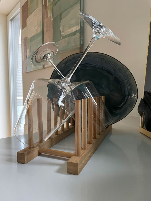 KI-generiertes Bild,Holz Abtropfgestell 34cm Bambus Abtropfgitter Abtropfständer Geschirrhalter