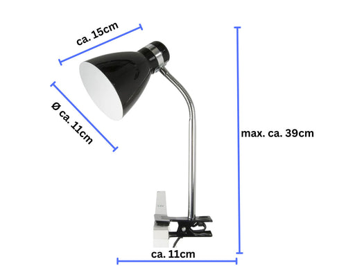 KI-generiertes Bild,Elegante LED Klemmlampe List 39cm Schwarz E27 Clip-On Schreibtischlampe Tischlampe