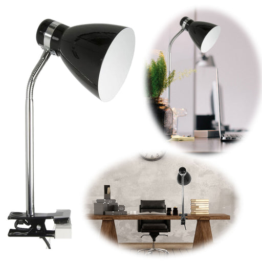 KI-generiertes Bild Elegante LED Klemmlampe List 39cm Schwarz E27 Clip-On Schreibtischlampe Tischlampe