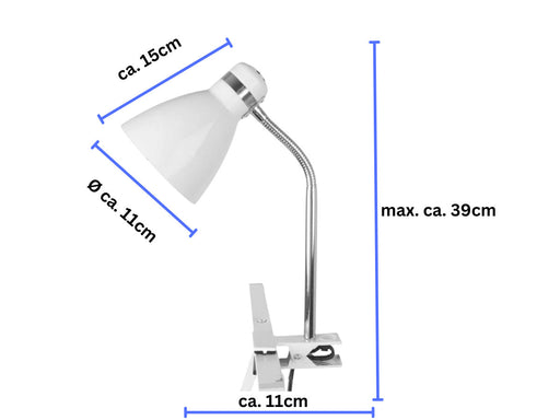 KI-generiertes Bild,Elegante LED Klemmlampe List 39cm Weiß E27 Clip-On Schreibtischlampe Tischlampe