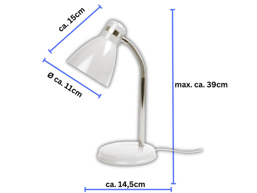 KI-generiertes Bild,Elegante LED Tischlampe List 39cm Weiß Silber E27 Schreibtischlampe Leselampe