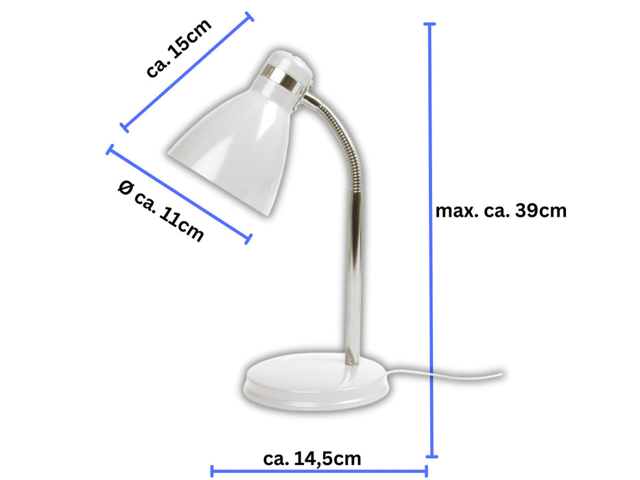 KI-generiertes Bild,Elegante LED Tischlampe List 39cm Weiß Silber E27 Schreibtischlampe Leselampe