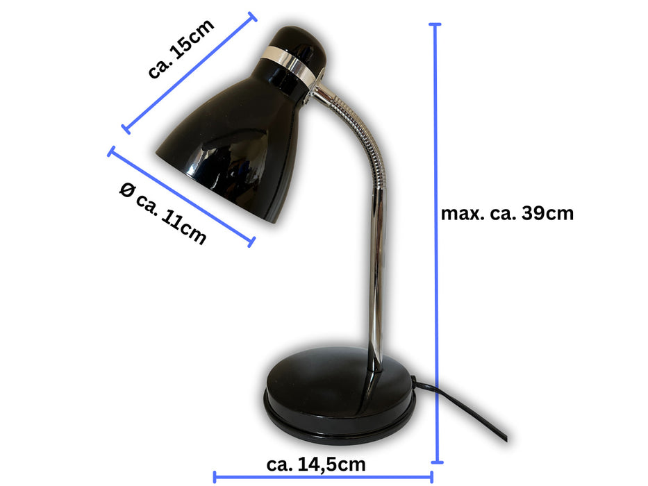 KI-generiertes Bild,Elegante LED Tischlampe List 39cm Schwarz Silber E27 Schreibtischlampe Leselampe