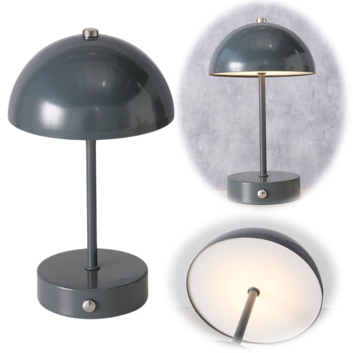 KI-generiertes Bild LED Tischlampe Tischleuchte Grau 25cm Touch Batterie Leselampe Nachttischlampe