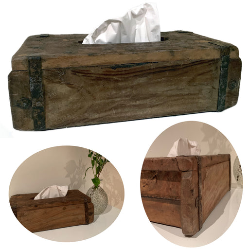 KI-generiertes Bild B-Ware Tissue-Box Holz 31cm Braun Ziegelform Kosmetiktuch-Spender Taschentuch