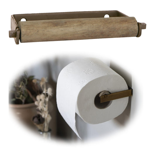 KI-generiertes Bild IB Laursen Vintage Metall Toilettenpapierhalter Bronze 13cm Holzrolle Rollenhalter