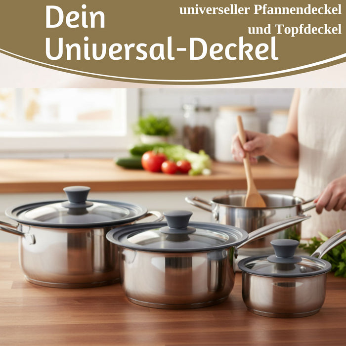 KI-generiertes Bild,Universal Glasdeckel Ø 18 20 22cm abgestufter Silikonrand Deckel für Pfannen Töpfe