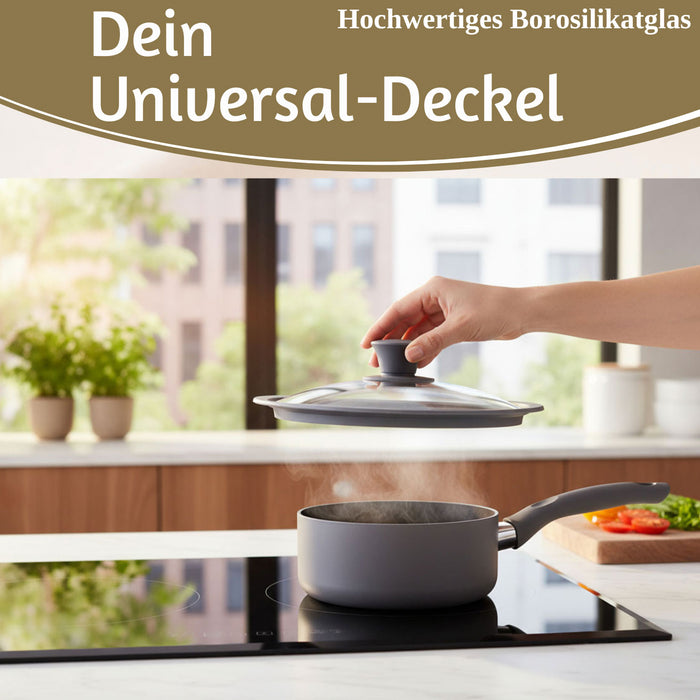 KI-generiertes Bild,Universal Glasdeckel Ø 18 20 22cm abgestufter Silikonrand Deckel für Pfannen Töpfe