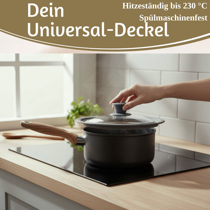 KI-generiertes Bild,Universal Glasdeckel Ø 18 20 22cm abgestufter Silikonrand Deckel für Pfannen Töpfe