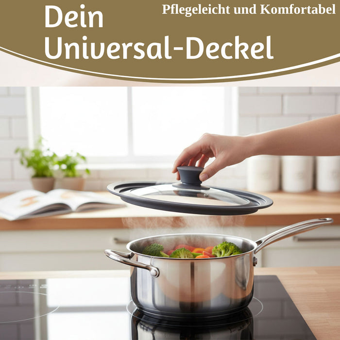 KI-generiertes Bild,Universal Glasdeckel Ø 24 26 28cm abgestufter Silikonrand Deckel für Pfannen Töpfe