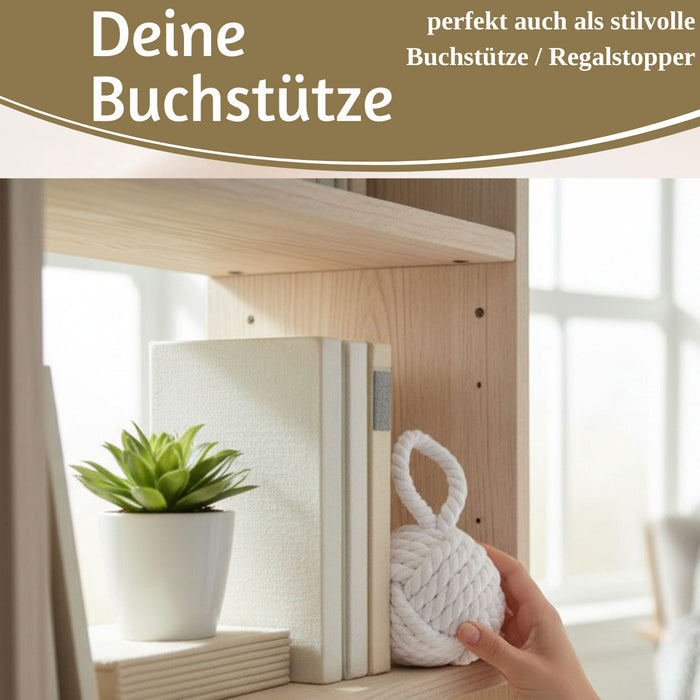 KI-generiertes Bild,Boden Türstopper Malmö 23cm Weiß 1,3kg Jute Knoten Tragegriff Türpuffer Türhalter Türsack