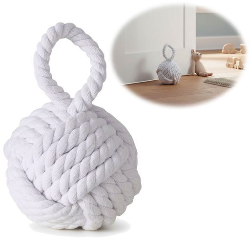 KI-generiertes Bild Boden Türstopper Malmö 23cm Weiß 1,3kg Jute Knoten Tragegriff Türpuffer Türhalter Türsack