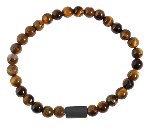 KI-generiertes Bild,Design Unisex Perlenarmband 20-21cm Oslo Tigerauge Braun Naturstein dehnbar elastisch